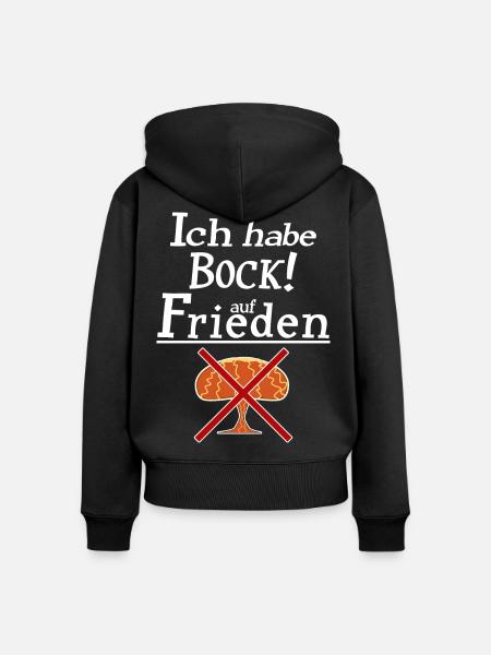 Ich habe Bock auf Frieden - Frauen Premium Bio Zip Hoodie - Schwarz