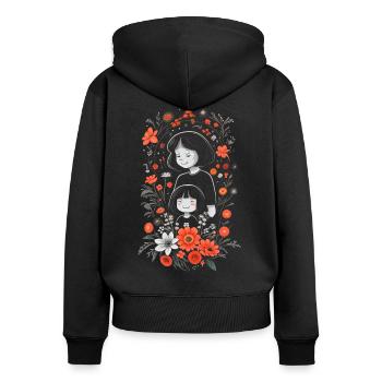 Mama und Tochter - Frauen Premium Bio Zip Hoodie - Schwarz - Hinten - Julia (174cm)