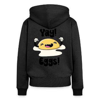 Yay Eggs - Women's Premium Organic Zip Hoodie - black - Back - Julia (174cm)