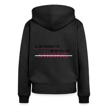 YouAreBeautiful - Frauen Premium Bio Zip Hoodie - Schwarz - Hinten - Julia (174cm)