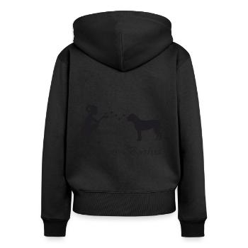 Boerboel mit Frau - Frauen Premium Bio Zip Hoodie - Schwarz - Hinten - Julia (174cm)