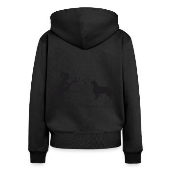 Golden Retriever mit Frau - Frauen Premium Bio Zip Hoodie - Schwarz - Hinten - Julia (174cm)