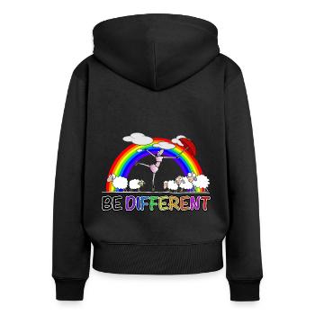 Soyez différent - Unique - Sweat à capuche zippé Premium bio Femme - noir - Dos - Julia (174cm)