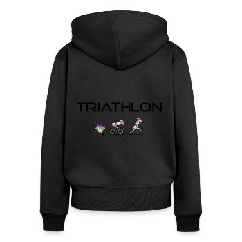Triathlète de triathlon - Sweat à capuche zippé Premium bio Femme - noir - Dos - Julia (174cm)