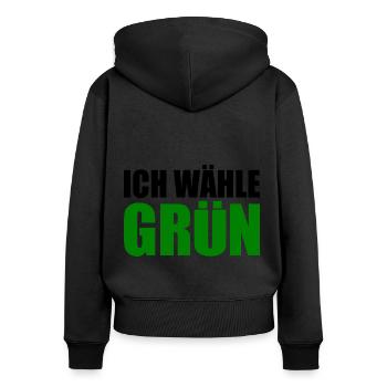 ich wähle grün - Frauen Premium Bio Zip Hoodie - Schwarz - Hinten - Julia (174cm)