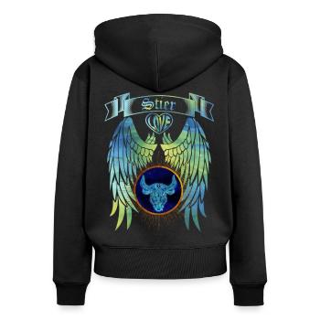 Taureau du zodiaque - Sweat à capuche zippé Premium bio Femme - noir - Dos - Julia (174cm)