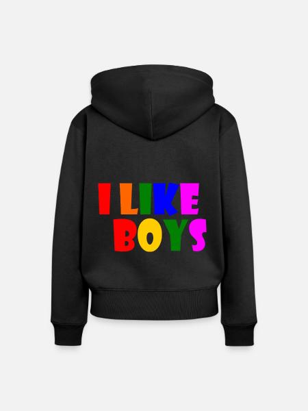I like boys - Frauen Premium Bio Zip Hoodie - Schwarz