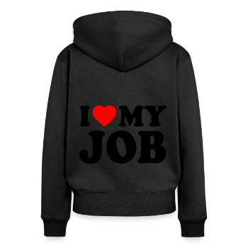 I love my job - Sweat à capuche zippé Premium bio Femme - noir - Dos - Julia (174cm)