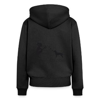 Jack Russell Terrier mit Frau - Frauen Premium Bio Zip Hoodie - Schwarz - Hinten - Julia (174cm)
