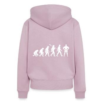 Evolution Bodybuilding Weight Training - Women's Premium Organic Zip Hoodie - dusky pink - Back - Julia (174cm)