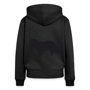 Cavalier King Charles Spaniel Silhouette - Frauen Premium Bio Zip Hoodie - Schwarz - Hinten - Julia (174cm)