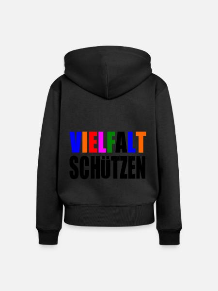 vielfalt schützen - Frauen Premium Bio Zip Hoodie - Schwarz