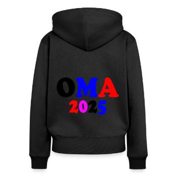 Oma 2025 - Frauen Premium Bio Zip Hoodie - Schwarz - Hinten - Julia (174cm)