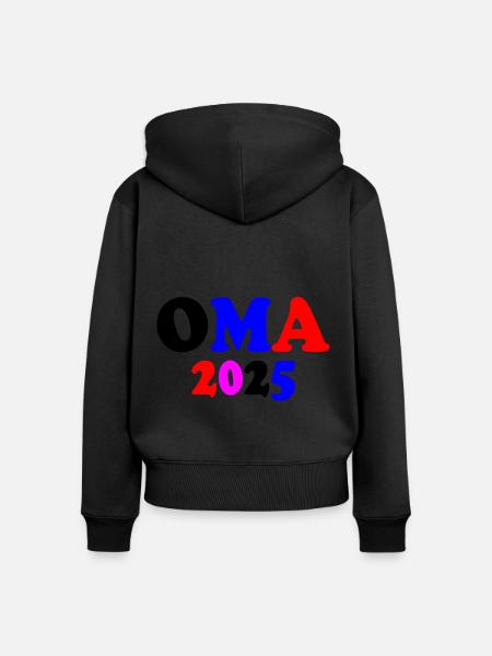 Oma 2025 - Frauen Premium Bio Zip Hoodie - Schwarz