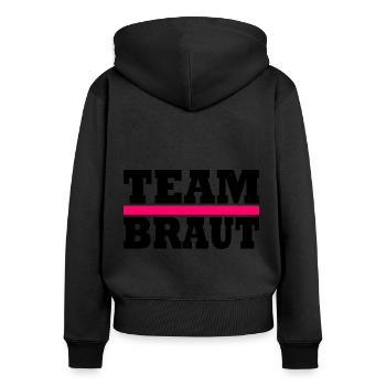 Team braut - Frauen Premium Bio Zip Hoodie - Schwarz - Hinten - Julia (174cm)