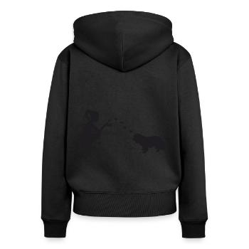 Cavalier King Charles Spaniel mit Frau - Frauen Premium Bio Zip Hoodie - Schwarz - Hinten - Julia (174cm)