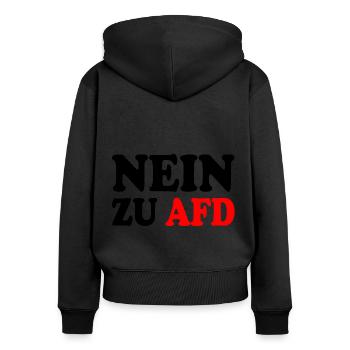 Nein zu afd - Frauen Premium Bio Zip Hoodie - Schwarz - Hinten - Julia (174cm)