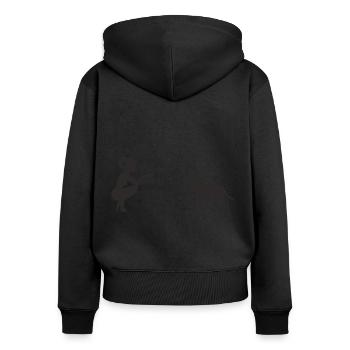 Old English Bulldog mit Frau - Frauen Premium Bio Zip Hoodie - Schwarz - Hinten - Julia (174cm)