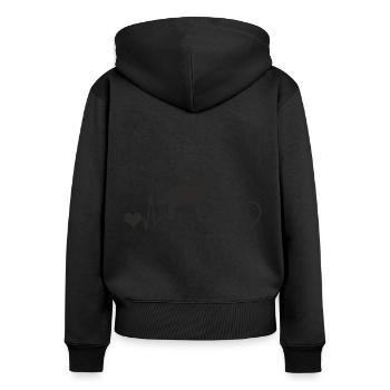 Old English Bulldog mit Herzschlag - Frauen Premium Bio Zip Hoodie - Schwarz - Hinten - Julia (174cm)