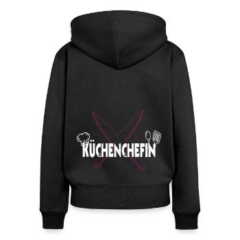 Küchenchefin- Koch kochen Küche Frauen Spruch - Frauen Premium Bio Zip Hoodie - Schwarz - Hinten - Julia (174cm)