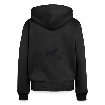 Boerboel mit Herzschlag - Frauen Premium Bio Zip Hoodie - Schwarz - Hinten - Julia (174cm)