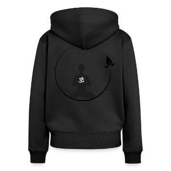 Meditation - Frauen Premium Bio Zip Hoodie - Schwarz - Hinten - Julia (174cm)