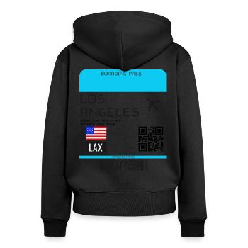 Boarding Pass Los Angeles Flugticket - Frauen Premium Bio Zip Hoodie - Schwarz - Hinten - Julia (174cm)