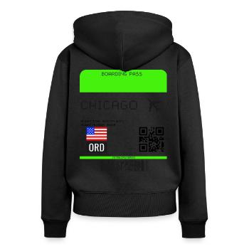Boarding Pass Chicago Flugticket - Frauen Premium Bio Zip Hoodie - Schwarz - Hinten - Julia (174cm)