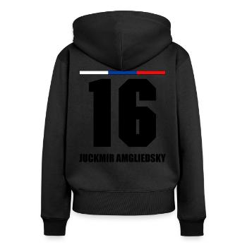 Russland Sauf Trikot Sauf Legende Amgliedsky - Frauen Premium Bio Zip Hoodie - Schwarz - Hinten - Julia (174cm)