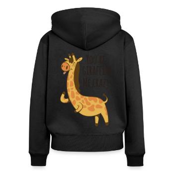 Du machst mich verrückt, You’re giraffing me crazy - Frauen Premium Bio Zip Hoodie - Schwarz - Hinten - Julia (174cm)