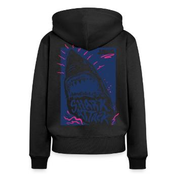 Der Weiße Hai Jaws Shark Attack - Frauen Premium Bio Zip Hoodie - Schwarz - Hinten - Julia (174cm)
