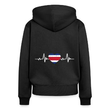 Costa Rica Coeur Drapeau Costa Rica Vintage - Sweat à capuche zippé Premium bio Femme - noir - Dos - Julia (174cm)