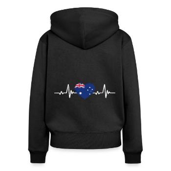 Australien Herz Australische Flagge Retro - Frauen Premium Bio Zip Hoodie - Schwarz - Hinten - Julia (174cm)