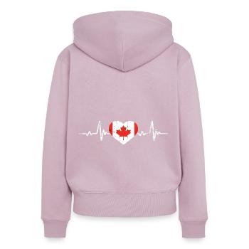 Canada Heart Drapeau canadien Rétro - Sweat à capuche zippé Premium bio Femme - rose poudré - Dos - Julia (174cm)