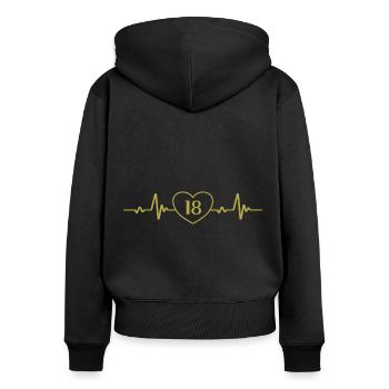 18. Geburtstag Herz 18 - Frauen Premium Bio Zip Hoodie - Schwarz - Hinten - Julia (174cm)