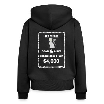 Le chat de Schrödinger - Sweat à capuche zippé Premium bio Femme - noir - Dos - Julia (174cm)