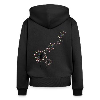 Vin pissenlit pissenlit cadeau amateur de vin - Sweat à capuche zippé Premium bio Femme - noir - Dos - Julia (174cm)