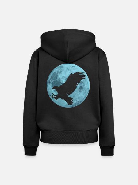 Vollmond Eagle - Frauen Premium Bio Zip Hoodie - Schwarz