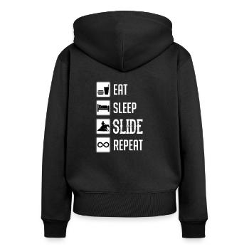 Eat Sleep Slide Reapeat Pure Western Riding - Women's Premium Organic Zip Hoodie - black - Back - Julia (174cm)
