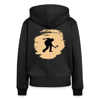 Boule Bocce joueur de pétanque - Sweat à capuche zippé Premium bio Femme - noir - Dos - Julia (174cm)