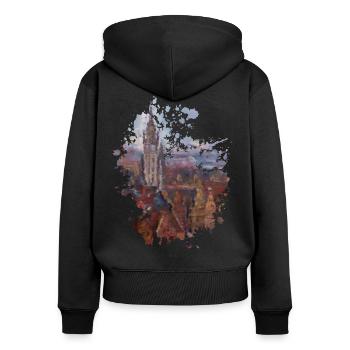 Stadt - Frauen Premium Bio Zip Hoodie - Schwarz - Hinten - Julia (174cm)