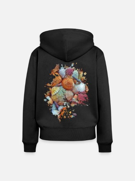 Muscheln - Frauen Premium Bio Zip Hoodie - Schwarz