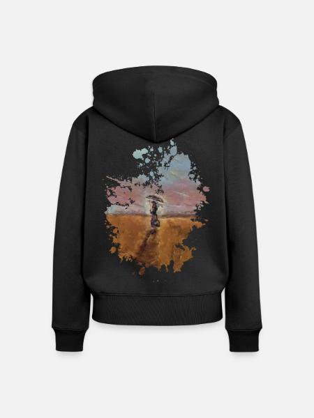 Regenschirm - Frauen Premium Bio Zip Hoodie - Schwarz
