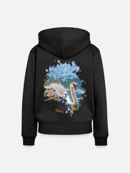 Schwan - Frauen Premium Bio Zip Hoodie - Schwarz