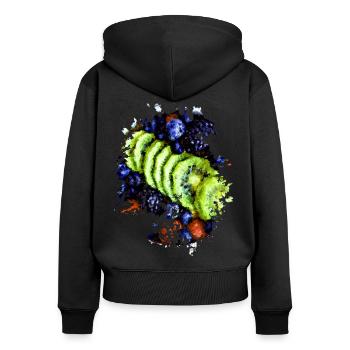 Fruit Bowl - Frauen Premium Bio Zip Hoodie - Schwarz - Hinten - Julia (174cm)