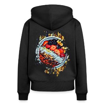 Fruit Bowl - Frauen Premium Bio Zip Hoodie - Schwarz - Hinten - Julia (174cm)