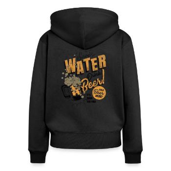 économiser l'eau - boire de la bière - Sweat à capuche zippé Premium bio Femme - noir - Dos - Julia (174cm)