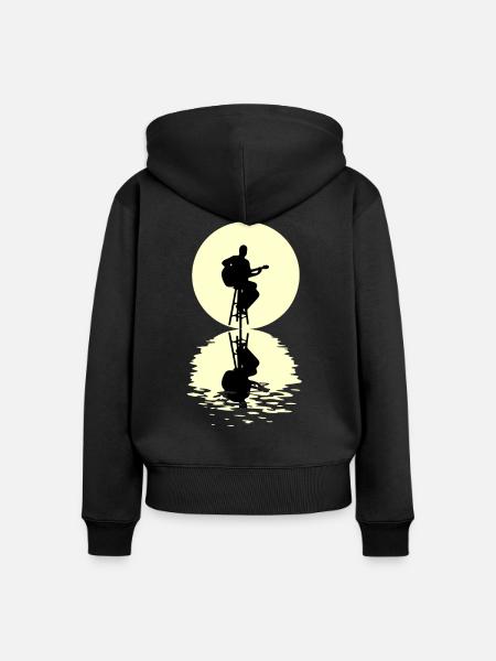 Guitar Moon - Frauen Premium Bio Zip Hoodie - Schwarz