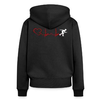Roller Blade Heartbeat And Heart - Frauen Premium Bio Zip Hoodie - Schwarz - Hinten - Julia (174cm)