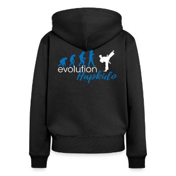 Hapkido Evolution - Frauen Premium Bio Zip Hoodie - Schwarz - Hinten - Julia (174cm)